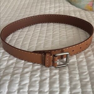Leather Belt with Silver Buckle